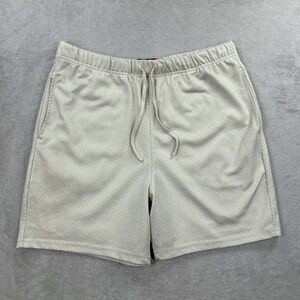 PacSun Mesh Athletic Shorts Men Large Cream Off-White Drawstring Relaxed Fit
